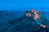 Europe, Italy, Lazio, Viterbo district, Civita of Bagnoregio at dusk