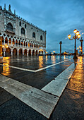 Venice, Veneto, Italy, The Ducale Palace at dusk