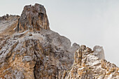 The climbing path Marino Bianchi on mount Cristallo di Mezzo, Cortina d'Ampezzo, Belluno district, Veneto, Italy, Europe
