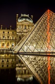 View of the Louvre Museum and the Pyramid, Paris, France