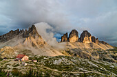 Tre Cime di Lavaredo, Three peaks of lavaredo, Drei Zinnen, Dolomites, South Tyrol, Veneto, Italy, Locatelli refuge