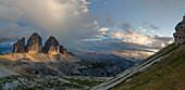 Tre Cime di Lavaredo, Drei zinnen, Three peaks of Lavaredo, Dolomites, South Tyrol, Veneto, Italy, Tre Cime di Lavaredo