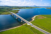 Harry Blaney Bridge, County Donegal, Ulster region, Ireland, Europe, Aerial view of the bridge