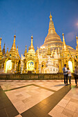 Yangon, Myanmar Burma , Shwedagon pagoda at sunset