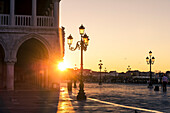 St Mark square, Venice, Veneto, Italy, Sunrise on palazzo ducale