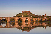 Spain, Extremadura Region, Badajoz Province, Medellin, Medieval bridge of Medellin, Guadiana River
