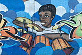 Canada. Province of Quebec. Montreal. Plateau Mont Royal district. Mont Royal Avenue. Mural, work of the collective A' Shop