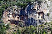Turkey, province of Mugla, Dalyan, Lycian tombs in the cliff