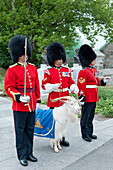 Canada. Province of Quebec. Quebec town. The Citadel shelters the 22nd Royal Regiment, the only French-speaking regiment of Canada. The changing of the guard. The goatherd chief with the billy goat, the mascot of the regiment