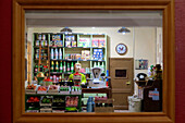 France,Normandy. Manche. Coutances. Miniatures exhibition. Closeup of a miniature grocery from the 1950's
