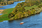 'France, Maine-et-Loire, Champtoceaux, panorama of the Loire valley seen from le Chapalud, boat tour with commentaries on the Loire aboard ''La Luce'' next to the Ile Neuve'