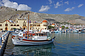 Kalymnos Town with tvenetian harbour office, Harbour, Kalymnos Town, Kalymnos, Dodecanese, Greece