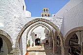 Innenhof, Johanneskloster, Chora, Patmos, Dodekanese, Griechenland
