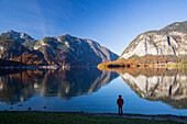 Lake Hallstatt and town Hallstatt, Upper Austria, Austria, Europe