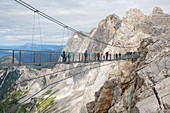Suspension bridge at Mount Hunerkogel, Dachstein area, Styria, Austria, Europe