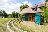 Fallada Museum in Carwitz, garden, Hans Fallada, Mecklenburg lakes, Mecklenburg lake district, Carwitz, Mecklenburg-West Pomerania, Germany, Europe