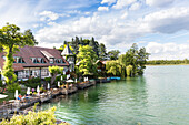 restaurant at the lake, Altes Zollhaus, Breiter Luzin, Feldberg, Mecklenburg lakes, Mecklenburg lake district, Mecklenburg-West Pomerania, Germany, Europe