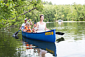 Granzower Möschen, canoe tour, holiday, summer, swimming, sport, blue boat, family, Mecklenburg lakes, Mecklenburg lake district, MR, Granzow, Mecklenburg-West Pomerania, Germany, Europe