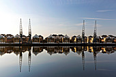 Docklands area on the Thames River, London, England