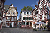 Fachwerkhäuser am Kirschgarten in Mainz, Rheinland-Pfalz, Deutschland, Europa