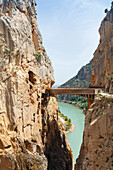 Caminito del Rey, via ferrata, hiking trail, gorge, Rio Guadalhorce, river, Desfiladero de los Gaitanes, near Ardales, Malaga province, Andalucia, Spain, Europe