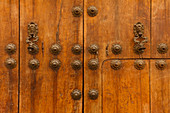 doorknocker and door, Calle Llana, Alhama de Granada, Granada province, Andalucia, Spain, Europe