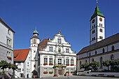 City Hall and church St. Martin, Wangen, Allgaeu, Baden-Wuerttemberg, Germany