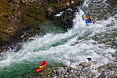 Adam Palmer and Evan Howard packraft the Chehalis River, British Columbia, Canada.