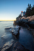 Bass Harbor Head Lighthouse at sunset in Acadia National Park