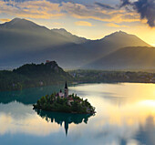 Scenic View Of Lake Bled And Bled Island In Slovenia