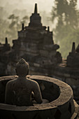 View Of Buddha Statue At The Borobudur Temple In Java, Indonesia