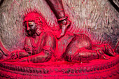 Deities At Kamakhya Dham Drenched In Red Vermilion Powder In Assam