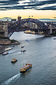 View over Sydney harbour after sunset, Sydney, New South Wales, Australia, Pacific