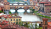 Ponte Vecchio Bridge across Arno River, Florence, UNESCO World Heritage Site, Tuscany, Italy, Europe