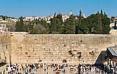 Division between the male section on left and female section on right, of the Wailing (Western) Wall in Jerusalem, Israel, Middle East