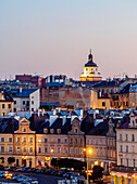 Old Town skyline at twilight, City of Lublin, Lublin Voivodeship, Poland, Europe