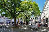 Street cafe on St. Johanner Markt Square in the Old Town, Saarbrucken, Saarland, Germany, Europe