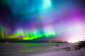 Aurora Borealis (Northern Lights) in Oulu, Finland during the peak of a solar storm.