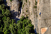 Climber at sunset in Montserrat, Spain