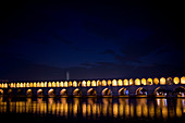 Esfahan, Iran - February, 2008:Built in 1602 the Si-o-Seh Bridge with its 33 arches spans the Zayandeh River in Esfahan, Iran.