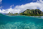 A Split Level Water View Of Kualoa Ridge On Oahu's East Side