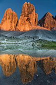 Scenic View Of Tre Cime Di Lavaredo At Dolomites During Sunset