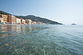 View along sea surface to Mediterranean coastline