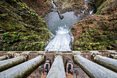 The Bridge Over Multnomah Falls In The Columbia River Gorge, Oregon, Usa