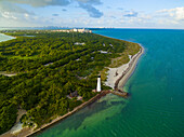 Cape Florida Lighthouse At Key Biscayne, Florida, Usa