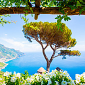Ravello, Amalfi Coast, Sorrento, Italy,  View of the coastline from Villa Rufolo