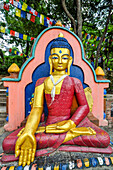 Buddha Statue in Swayambhunath temple, Kathmandu Valley, Nepal, Asia