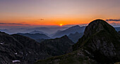 Sonnenuntergang von Paradisin, Pizzo Tre Signori, Valgerola, Valtellina, Orobie, Lombardei, Italien, Alpen