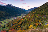 Sun valley at sunrise, Europe, Italy, Trentino Alto Adige, Trento district, Sun Valley, Parco naturale Adamello Brenta, Pellizzano city