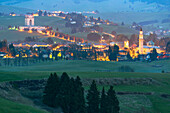 Asiago at sunset, Europe, Italy, Veneto region, Asiago district, Asiago plateau